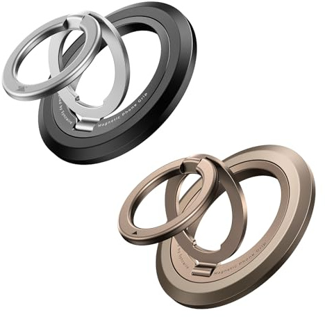 SYNCWIRE Magnetic Phone Ring Holder for MagSafe [2 Pack], 360° Rotation Dual Sided Magnet Grip Cell Phone Ring Stand Finger Kickstand Compatible with iPhone 16 15 14 13 12 Pro Max fits MagSafe