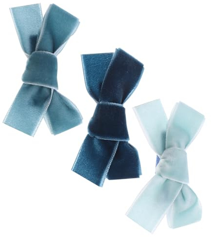 Pinzas Pelo Lazo Azul 3 Piezas de Tejido y Aleación