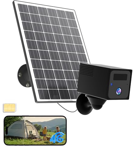 UCOCARE Telecamera con SIM, Telecamera 4G con Pannello Solare da Esterno, 4MP Mini Telecamere 4G Senza WiFi, Batteria 5200mAh, AI Rilevazione Moviment, Visione 160°, 4MP Visione Notturna
