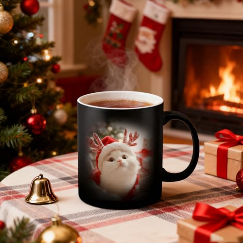 Tasse Personalisiert, personalisierte Kaffeetasse – Keramik-Wärmeübertragung, Foto/Text/Name/Logo hinzufügen, Geburtstag, Weihnachten, täglicher Gebrauch (Schwarz)