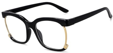 Fejkglasögon for kvinnor och män Glasögonbågar Blått ljus-resistenta fyrkantiga bågar Glasögonbågar med klara linser(Style 1)