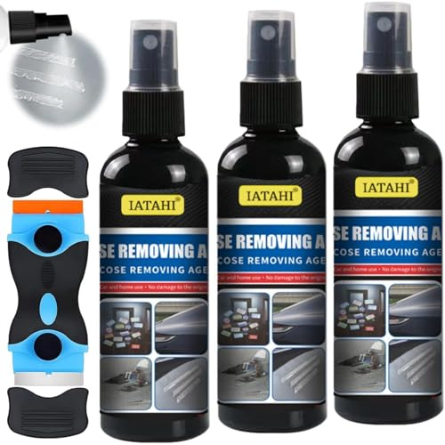 Quita Pegamento Adhesivo,3pcs Disolvente Pegamento,Disolvente Pegamento,Quita Adhesivos,Viene con Raspador y Esponja,Diseñado para Quitar Etiquetas,Pegamento,Pegatinas Removedoras de Pegamento