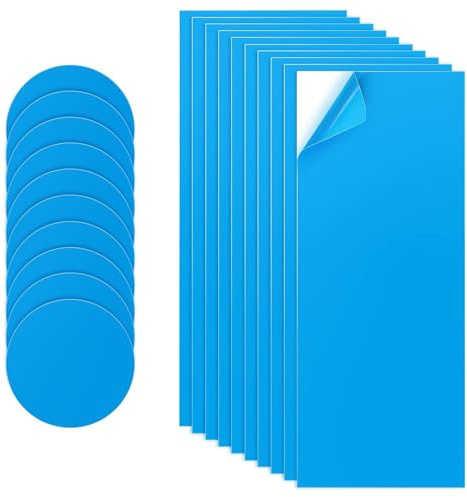 TAIVIN Selbstklebende PVC Reparaturflicken für Pool & Luftmatratze | 20-teiliges Set Blau (10x Rechteck 10x25cm, 10x Rund Ø7,5cm) für Schlauchboot, Wasserbett