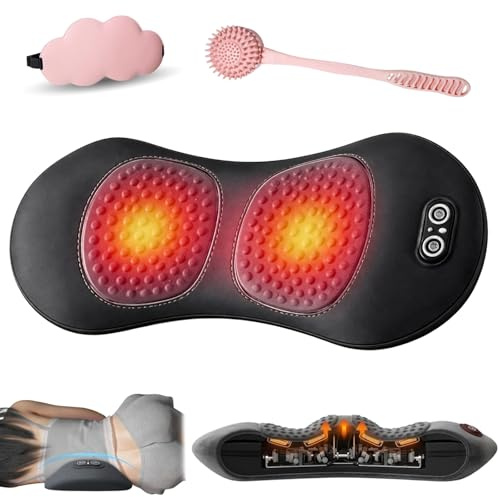 2026 Neu Wirbelfrei - 3 in 1 Therapiekissen, Ergo Pur Rücken, Ergopur 3-Zonen-Ergoflow Tiefenmassagegerät, mit Traction, Vibration & Wärme, Rückenschmerzen Sofort(DarkGrey,USB)