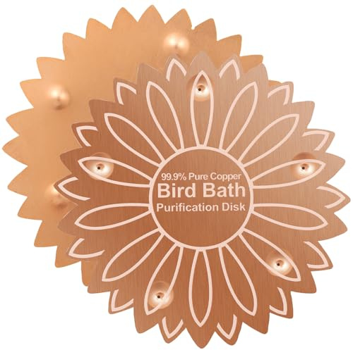 BUTORY 2 Stück Vogelbad Kupfer Reinigungsdisk 10 cm Vogelbad Reinigungsdisk mit Dreipunktstütze, 0,5 mm dick, für Gartenbrunnen im Außenbereich