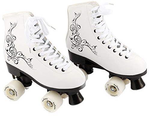 Rollschuhe / Discoroller von FunTomia in verschiedenen Größen 30 - 42 plus 16 Stück Mach1 ABEC-11 Kugellager (42, Weiß)