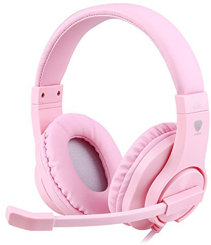 BlueFire Gaming Headset Kids with Microphone, 3.5mm Wired Comfortable Bass Stereo Volume Control for PS4/Xbox One/Xbox One S/Xbox One X/Nintendo Switch/PS4 Slim/ S4 Pro/PC/Computer/Phones (Pink)