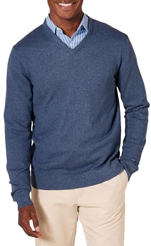 Amazon Essentials Maglione da uomo con scollo a V (disponibile nelle taglie Big & Tall), blu erica, XXL
