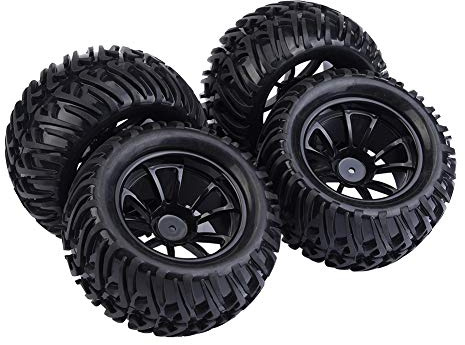 RC Reifen, Y-Profil Gummi Reifen 1/10 Skala (10 Löcher) mit Naben, 4 Stück für RC Autos, LKWs, Offroad und Rennsimulation