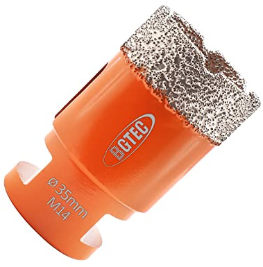 BGTEC Diamond Drill Bit Tile Hole Saw 35mm with M14 Thread for Porcelain Ceramic Tile Granite Marble Masonry Granite Stone Vacuum Brazed Bit 60mm Length
