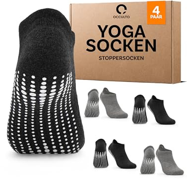 Occulto korta yoga strumpor kvinnor & män 2-4 pack (modell: Mady) 4 pack | Svart-Grå 35-38