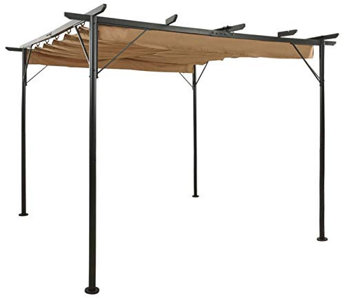 Tidyard Gazebo Pergola da Giardino Esterno con Tettoo Retrattile Antracite/Talpa Struttura in Acciaio 3x3 m,Gazebo Pergolato 3x3 m,Gazebo Pergola 3x3 m