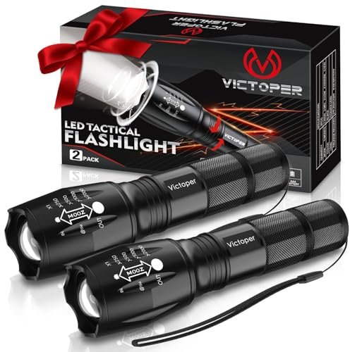 Flarevyn High Power LED Flashlights, 500000 Lumens Rechargeable LED Flashlight, 5000 mAh Battery, IP67 Waterproof 5 Modes Portable Powerful Flashlights, for Camping/Hiking/Outdoor/Emergencies