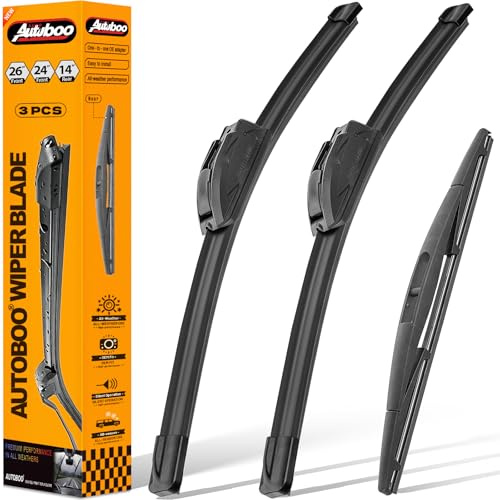 AUTOBOO 3-Pack Windshield Wiper Blades for Honda Pilot 2016-2022, Original Equipment Replacement 26+24 Front and 14 Rear, All-Weather Performance, Easy One-Click Install
