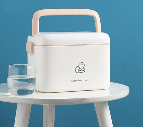 Multifunktionale Aufbewahrungsbox für Medikamente und Erste-Hilfe-Kasten, doppellagig, tragbar, mit Sicherheitsschnalle, 24 x 15 x 16 cm