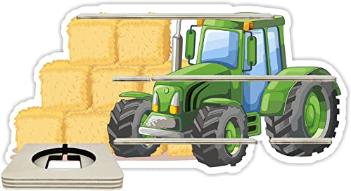 Farbklecks-Collection Tonie Regal Starter Set Heu Traktor, 48 x 24 cm | Wandregal für bis zu 25 Hörfiguren, mit speziellem Ablagefach kompatibel mit Toniebox, handgefertigt in Deutschland