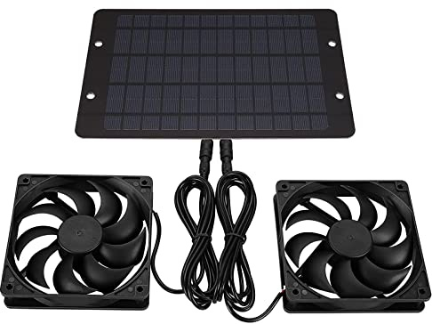Ventilatore di scarico solare Ventilatore di ventilazione Ventilatore di scarico Impermeabile Solar Powered Dual Fan Estrattore d'aria per serra Pet Dog Pollo House Raffreddamento