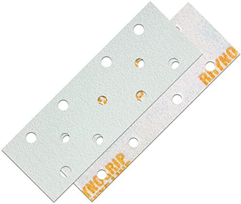 50 x Indasa Schleifstreifen RHYNOGRIP WHITE LINE 70x198mm 11Loch Rutscherstreifen, Schleifpapier für Rutscher und Schleifklotz P360