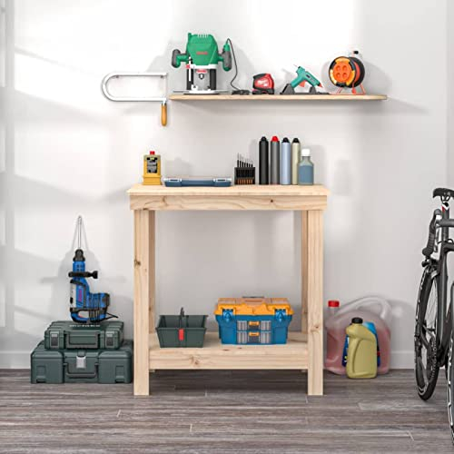 Tidyard Werkbank Werktisch Werkstatttisch Montagewerkbank Packtisch Arbeitstisch Massivholz Kiefer 80x50x80 cm