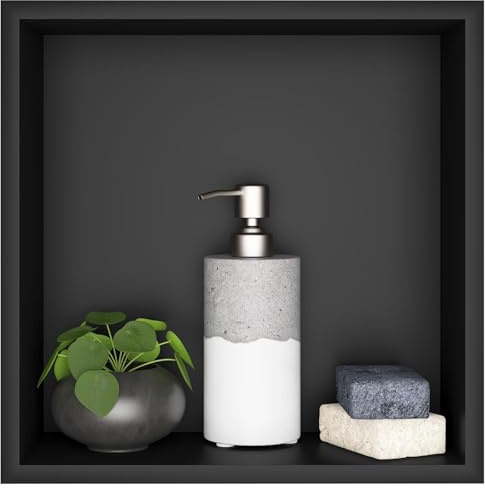 sunrik Nicho de Ducha,Estante de Ducha Empotrado de Acero Inoxidable,Nicho de Pared de Ducha Empotrable en Azulejos，Estantes de Baño Nicho Sola Capa Cuadrado 30x30x10cm,Negro