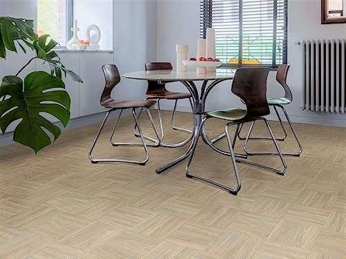 PVC Bodenbelag Vinylboden in Stäbchenparkett, hell, Zuschnitt (3m breit, 1,5m lang)