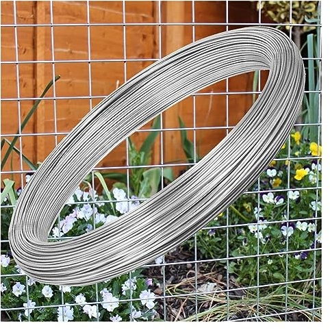 Edelstahldraht Edelstahlschnur Verzinkter Draht 16 14 12 10 9 8 7 6 Gauge, Kohlenstoffarmer Stahldraht, Metallstahldrahtseil für Garten DIY Blumenbefestigung Befestigung von Zäunen, Silber ( Color : S