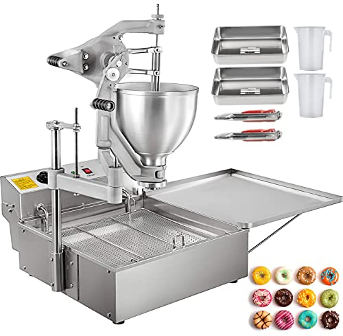KDOQ Commercial Mini Donut Maker, 3000W, Stainless Steel, 9L Capacity, 3 Donut Moulds, Adjustable Thickness, Modern Style