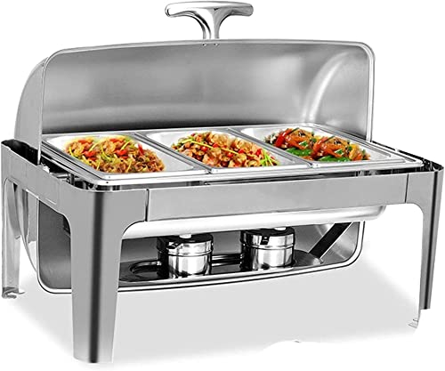 Food Warmer, Chafing Dish Stainless Steel Chafing Dishes, Buffet Servers and Warmers, 9L Commercial Food Warmers Rectangular Catering Chafer Warmer Set for Buffets, Banquets, Parties (Size : B) (B)