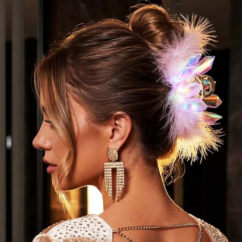 Reaky Leuchtende Haarklammer mit LED-Beleuchtung, glitzernd, Laser, groß, Haarschmuck für Damen