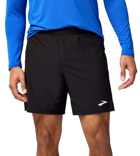Brooks Men's Journey 7 2-in-1 Short, Running Shorts, Supportive Boxer Liner, Secure Storage & Adjustable Fit - Black - Medium
