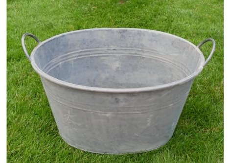 X Large Decorative Round Vintage Galvanised Metal Pan Tub Flower Pot Planters 59cm