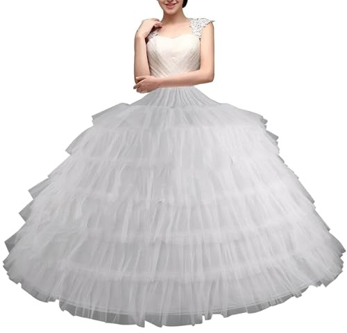 Gonna di sottovetta 6 cerchi Underkirt tulle Petticoat 43 pollici di sottoveste per donne sotto vestito gonna da coltura regolabile per la cerimonia da ballo da ballo da ballo, gonna in sottofondo