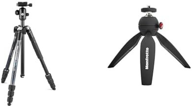 Manfrotto Element MII, Treppiede da Viaggio in Alluminio con Testa a Sfera e Sacca & MTPIXIMII-B, PIXI Mini Treppiede per Fotocamera con Impugnatura per Fotocamere CSC