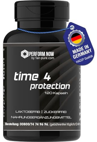 time 4 protection - mit Vitamin A, C, D, Zink, Glutamin, Schwarzem Knoblauch, Astragalus, Kurkuma Extrakt uvm. - 120 Kapseln - hochdosiert - deutsche Qualitätsherstellung | PERFORM NOW by fair&pure®