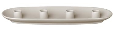 blomus Kerzenhalter -Vela- | Farbe Moonbeam | Form Oval | Aus Keramik; Für stimmungsvolles Kerzenlicht; Matte Oberfläche mit angenehmer Haptik; Maße 40 x 14,3 x 3,2 cm