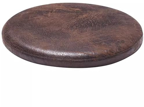 MOODMUSE Rundes Stuhlkissen,Runde Sitzkissen,Leder-Sitzpolster for Runde Stühle,4 cm Dickes Stuhlkissen Aus Memory-Schaum(Black Brown,30cm)