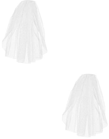 DEARMAMY 2stücke Kurzer Brautschleier Mit Strassverzierung Eleganter Hochzeitskopfputz Für Braut Für Einfache Und Stilvolle Hochzeitskleider