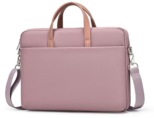 FUNSEED Bolsa cruzada para laptop de 14 y 15 pulgadas para mujeres y hombres, de gran capacidad, color sólido, impermeable, de poliéster, Rosado, 15.6 in