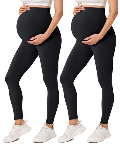 VALANDY Creamlush Maternity Leggings Over Bump High Waist Soft Belly Support Adjustable Pregnancy Pants Yoga Workout Pajama Trousers