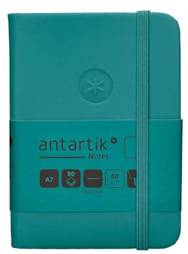 Antartik Notizheft mit Gummiband, fester Einband, A7, glatte Blätter, Aquamaringrün, 80 Blatt, 80 g, FSC