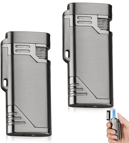 2 mecheros para tormentas, doble llama jet, mechero de gas rellenable, resistente al viento, mechero, regalo para hombres y mujeres (sin gas)