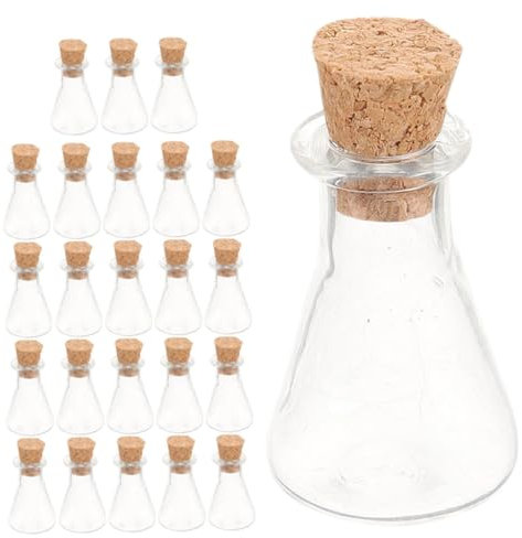 Cabilock 24 Mini Botellas de Vidrio Corcho, Colgante Diy, Madera y Vidrio, para Mensaje en Botella y Decoración Romántica, 24 Piezas