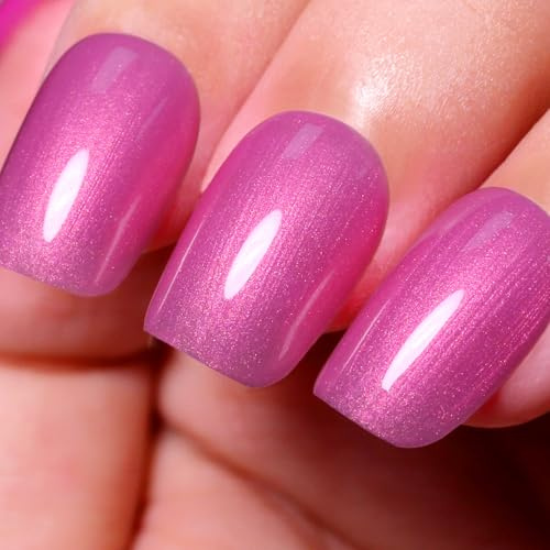 Ozzeal Pearl Gel Nail Polish,Dark Pink Glitter Gel Nail Polish Sparkle Shimmer Gel Glitter Nail Polish Fall Winter Soak off LED UV Gel Nail Polish for Art DIY Manicure 15ML