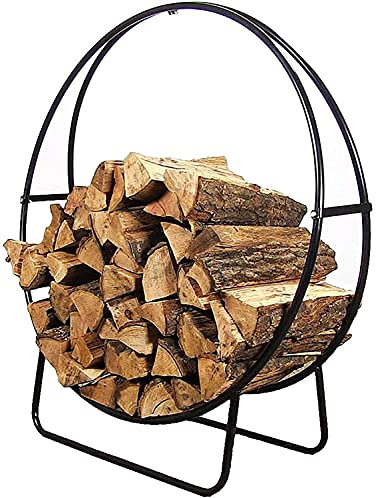 GUHPZA Kaminholzregal Kaminholzregal, Runde Brennholzregale Für Drinnen Und Draußen, Kaminwerkzeug Aus Schmiedeeisen Kaminholzhalter Mit Runden Metallrahmen, Einfach Aufzustellen