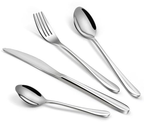 Cutlery Set, 32 Piece Stainless Steel Knife and Fork Sets, Flatware Tableware Silverware Set with Knife/Spoon/Fork, Service for 8, Dishwasher Safe, Mirror Polished