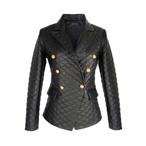 Zerimar Blazer de Piel para Mujer, Chaqueta de Cuero Elegante y Casual, Diseño Sofisticado para Vestir con Estilo, Moda Atemporal y Comodidad Garantizada, Color Negro, Talla S