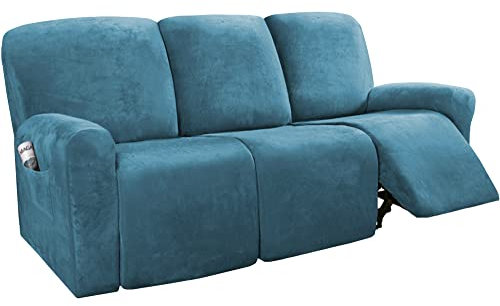 8-pack sammet stretch sofföverdrag elastiskt fåtöljskydd för 3-sits soffa tjockt och hållbart tyg husdjur repbeständigt idealiskt för avslappning titta på TV och biostol