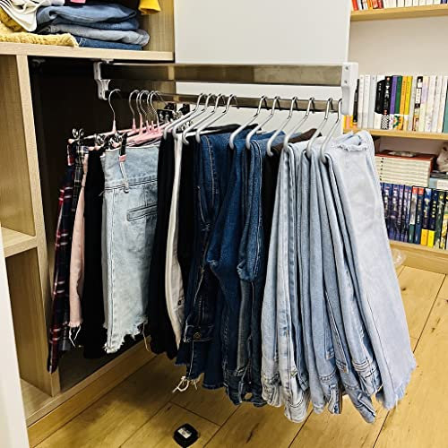 TAIYUESHAN Ausziehbare Kleiderstange mit Schiene, ausziehbare Kleiderstange, Kleiderstange aus Metall für Hosen, Hüte, Verstellbarer Kleiderbügel für Platzersparnis (Größe: 800 mm/31,5 Zoll) Family