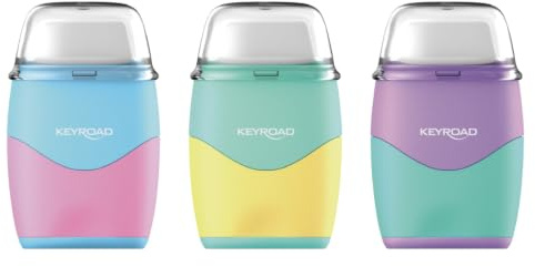 Keyroad Temperamatite in plastica con gomma, temperamatite pastello, doppio temperino, mix di colori