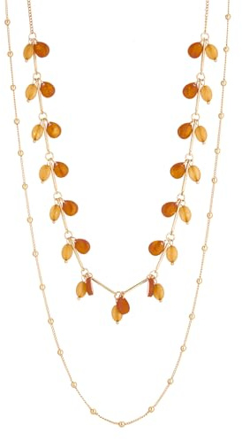 Bulinlin Damen Lange Kette Gold Lange Perlen Statement Kette Gold Modeschmuck Geburtstagsgeschenk für Frauen